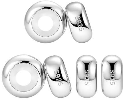 LOVANS 6pcs Separadores para Pulsera, Abalorios Clip Charms con Cierre de Seguridad y Silicona de Goma Resistente, Regalos Originales para Mujer (Plata)