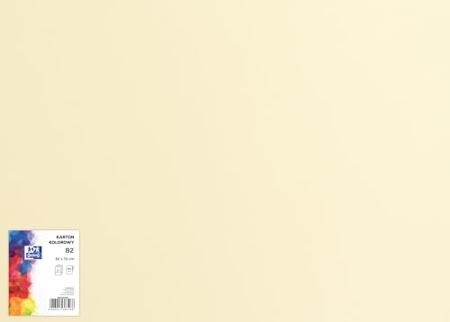 OXFORD Tonzeichenkarton 50 x 70 cm Bastelkarton, DIN B2, Tonkarton B2, Buntes Bastelpapier, für Arten von Handarbeiten, Tonpapier 225 g/m² Bristolkarton 25 Blatt, cremig 25 Stück