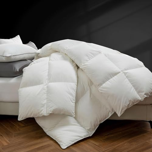 BPC Luxuriöse Gänsedaunen-Bettdecke 220x240, Leichte Sommerdecke Daunen, Äußerst weiche, Flauschige Federn und Daunenfüllung, Öko-Tex und RDS-Zertifiziert Federdecke Daunendecke 220x240 cm