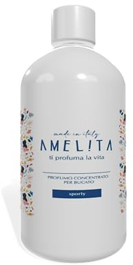 AMELITA - Profuma Bucato Liquido Super-concentrato, Profumazione Sporty - Profumabucato flacone da 500 ml.