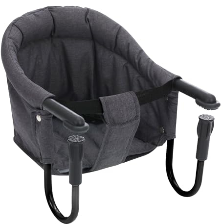 babycab Tischsitz Flexi melange dunkelgrau - 45(L) x 36(B) x 30(H) cm - ab 6 Monaten, max. 15 kg - klappbare Schraubfixierung - einstellbarer Hüftgurt mit Schnalle - anpassbare Schultergurte