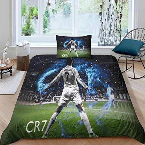 Shaari Fußball Bilder Bettwäsche Sets 135x200cm,Schlafkomfort Bettbezug mit 1 Kissenbezug 80 x 80cm Mikrofaser,2-Teiliges Set