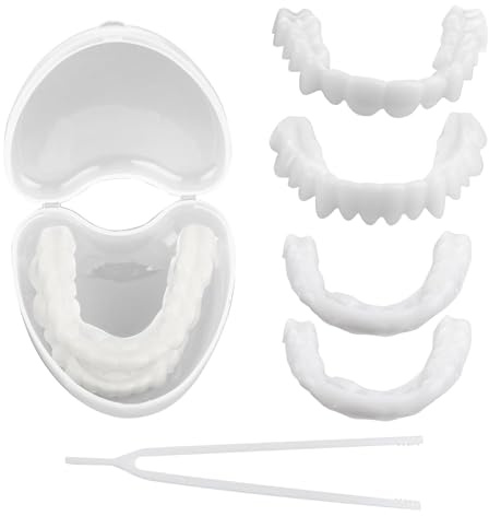 2 Paare Fake Zahnspange Sofort Lächeln Furniere Kosmetische Veneers Zähne Obere Und Untere, Künstliche Zähne Zum Aufstecken Zahnersatz Selber Machen Für Männer Und Frauen, Einheitsgröße