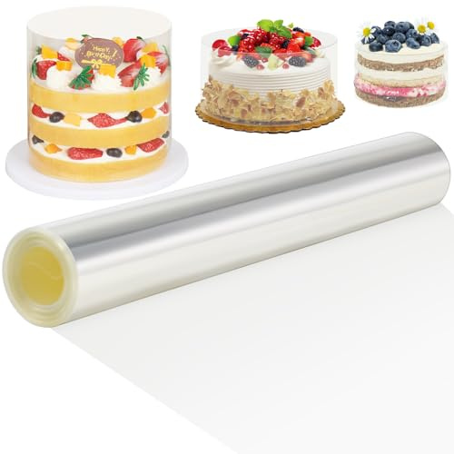 AFASOES Tortenrandfolie 30 cm Hoch Tortenring Tortenfolie Wiederverwendbar Acetat Folie Torte 30 cm * 10m Transparent Tortenring Plastikfolie für Tortendeko Schokolade Mousse Kuchen Dessertringe
