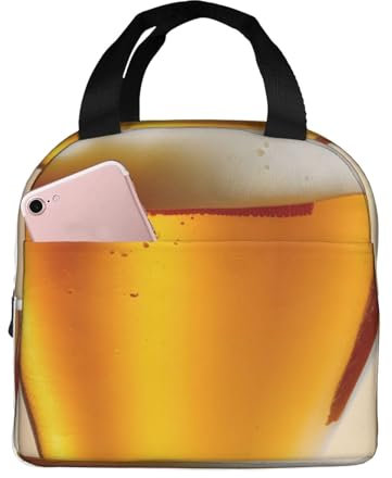 WURTON Isolierte Lunchtasche mit Bierschaum-Druck, für Erwachsene, hält Lebensmittel stundenlang warm/kalt