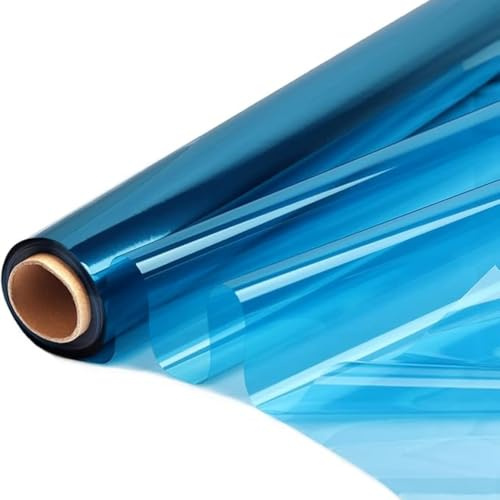 Rotolo di Blu Cellophane Trasparente, 40cm x 30m Involucro di Cellophane 2,5 mil Cellophane Blu Trasparente Cellophane Colorato Carta per Fiorist, Artigianato,Bouquet di Fiori