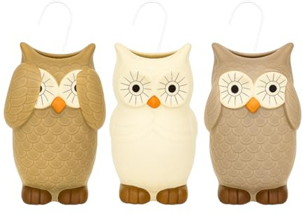 Paluplus Set 3 Evaporatori d'acqua per termosifoni in Ceramica, misura 9x4,5x17 cm, Umidificatore e gancio a S, Colore Bianco, Grigio e Beige -6386F (Gufo)
