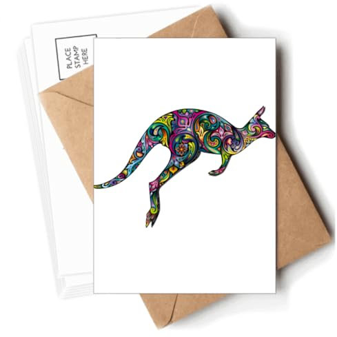 Australien, Känguru, farbige Zeichnung, Illustration, Postkarten, Umschläge, blanko, Notizkarten, Versand