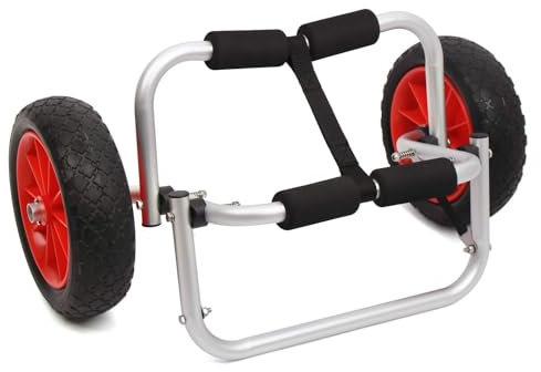 Chariot de kayak en aluminium - Chariot de transport pour bateaux - Charge maximale : 30 kg - Support pliable - Tapis de natation