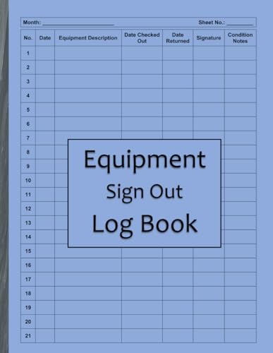 Equipment Sign Out Log Book: Comprehensive Tracking for Usage, Returns, and Maintenance: 100 Pages to Record Equipment Details, Checkout/Return Dates, Conditions, and Signatures