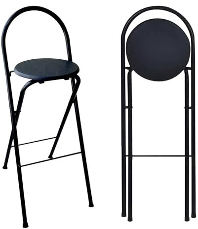 Moderner schwarzer Barhocker mit Rückenlehne für Zuhause, Küche, Insel, Esszimmer, tragbare Klapphochstühle für Erwachsene, 70 cm, feste Höhe, keine Montage erforderlich