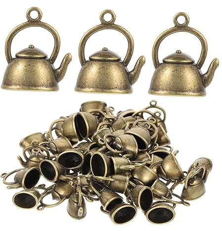 CIMAXIC 50pcs Teapot Charms by Handmade Jewelry Accessories for Diy Pendants Decorative Charms