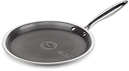 ROSMARINO HexaPro 3.0 Poêle à crêpes en acier inoxydable de 28 cm - Revêtement antiadhésif de qualité supérieure - Passe au four - Idéal pour la cuisine polyvalente