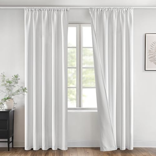 MIULEE Verdunklungsvorhang Blickdicht 2er Set B140 H225 Weiß