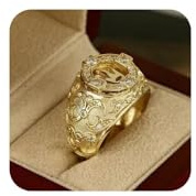 18K Solid Gold Crown Ring - Vintage Engraved Men's Diamond Ring with Royal Filigree Design Size 9