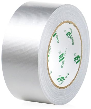 BOMEI PACK 1 Roll Silver Duct Tape 50mm x 50m | 2 inch Reinforced Grey Gaffer Tape Fixing Repairing DIY craft Labeling Heavy Duty Moving Boxes Sealing