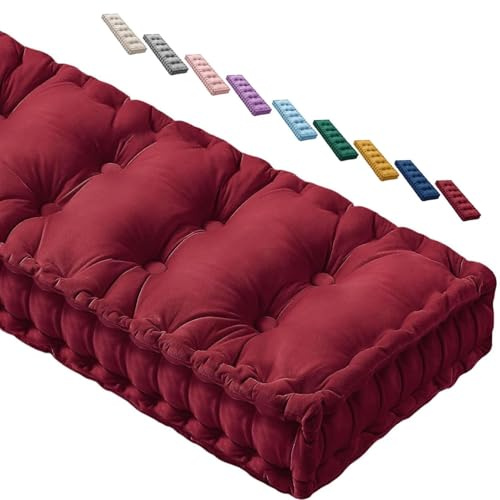 JORTUIO Sitzkissen Bankkissen 80/100/120/140/180x40cm Bankauflage Polsterauflage für Innen Fensterbank oder Bank,Polsterauflagen für Sitzbank Gartenmöbel,Balkonstühle Sitzpolster(Rot,130x40x10cm)
