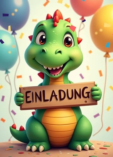 ZETTMANN Dino Einladungskarten Kindergeburtstag – Ideal zum Geburtstag & Einschulung – Coole Dinosaurier Einladungen für Jungen & Mädchen – DIN A6 Postkarten – Cooler Dino - gut beschreibbar