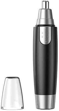 IndoTeam Nose Hair Trimmer for Men and Women – Ear and Nasal Hair Trimmer – Battery Powered Nasal Shaver Hairs Remover – Easy to Clean Battery-Operated Trimmers with Dual Edge Inner Blades