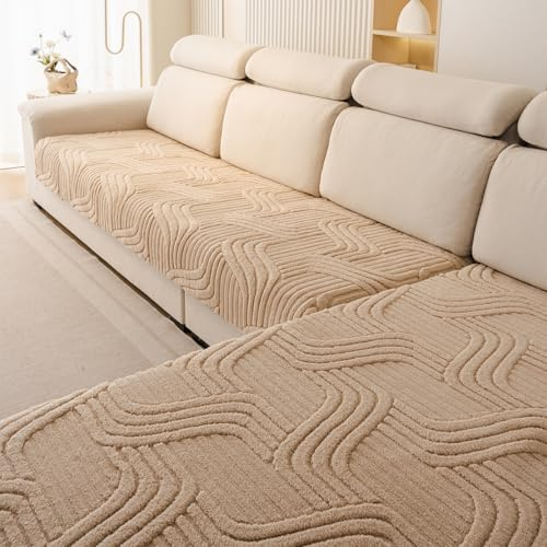 2 Stück Sofabezug Rutschfester Sofa üBerzug 1 2 3 4-Sitzer-Couch üBerzugfüR Sektionssofas Waschbarer L-förmige Möbelbezug zum Schutz des Sofas vor Kratzern (Leichter Kaffee, 90x160cm und 90x210cm)