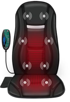 Snailax Rücken- und Nackenmassagegerät mit Wärme & Vibration | Massagesitzauflage mit 8 Vibrationsmotoren für Stühle, Büro und Zuhause, Geschenke