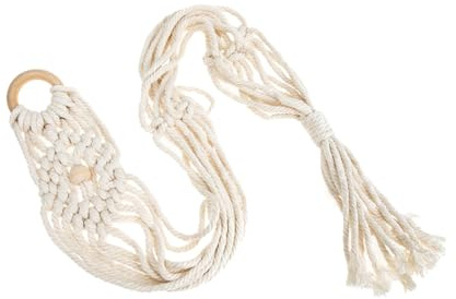 STAHAD Appendino per Ukulele in Macramè Intrecciato a Mano in Cotone e Lino Beige, Supporto Stabile da Parete per Strumenti Musicali, Design Unico ed Elegante per Casa