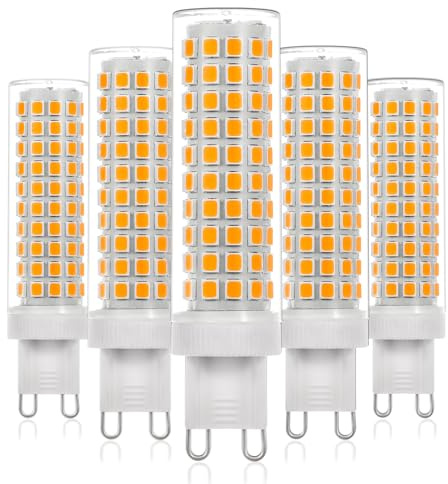 Joutameili 5 Pack G9 LED Bulb 10W 1250LM Super Bright, 100W Halogen Bulb Equivalent, Flicker-Free AC100V-265V, Soft Warm White 2700K, Ceramic Base PC Cover Non-Dimmable for Home Lighting