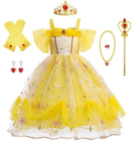 yecwkaz Robe de Princesse Deguisement Princesse Fille Costume Enfant Robe de Soirée pour Cosplay fête, d'anniversaire, Noël, Halloween, Carnaval, 130cm