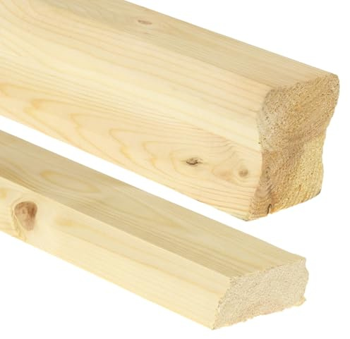 Jackson Woodturners Pine HR Handrail & Base Rail Kit Ungrooved – Stair Parts for Glass or Timber Spindles – Multiple Lengths (2400mm)