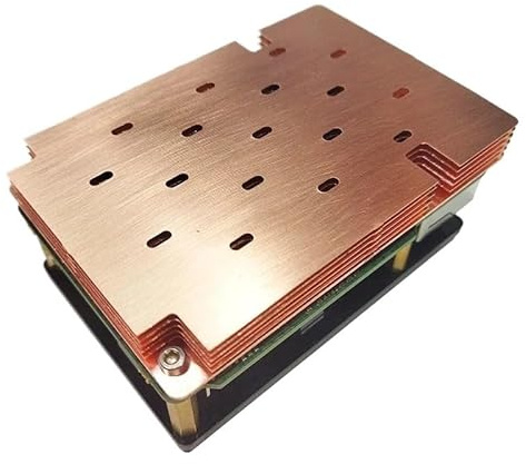 QAVLXIE 1 x X4 koppar kylfläns, skyddshölje, passiv radiator utan fläkt med metallhölje (7 tjocklekar 12,2 mm)