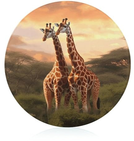 Glass Cutting Board,Couple Giraffe Printed Worktop Protectors- Durable- Scratch-Resistant, Heat-Proof