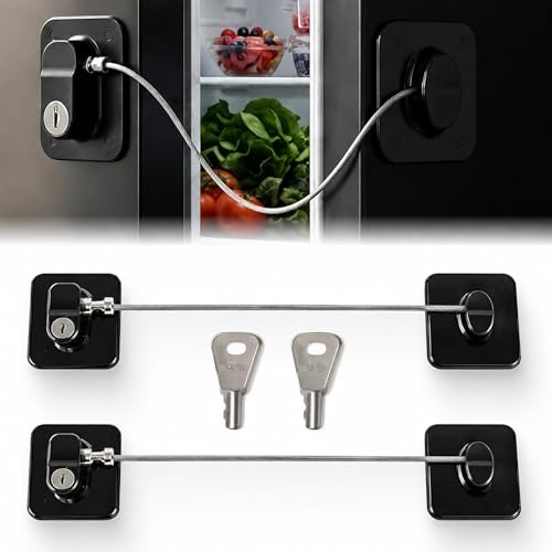 2Pcs Cadenas Frigo pour Bloque Réfrigérateur, Bloque Porte Sécurité pour Enfants, Cadenas Frigo Porte Adhésif Multifonction, Bloque Porte Frigo Sécurisé Enfant, Serrure Frigo pour Placard, Tiroir