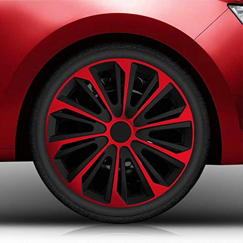 15 15 Zoll Radkappen/Radzierblenden 15 Nr.006 (Farbe Schwarz-Rot), passend für Fast alle Fahrzeugtypen (universal)
