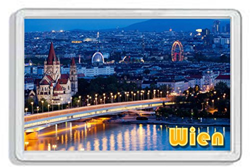AWS Magnet Souvenir / Stadtansicht, Rot und Weiß, 1 Stück, PVC, 7,8 x 5,2 cm, Magnet