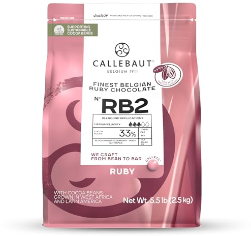 CALLEBAUT Recette RB1 – Ruby Callets de couverture, chocolat rose, 47,3% cacao, 2,5 kg – 1 paquet