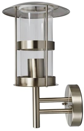 Lindby Edelstahl Wandlampe aussen IP44, Wandleuchte silber Außenbeleuchtung Wand Hof Garten Terrasse Balkon Aussenleuchte