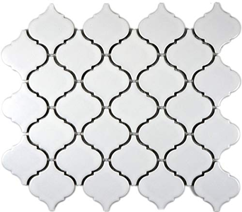 Piastrelle in ceramica con mosaico, stile retrò, vintage, per fiorentino, bianco opaco, MOS13-11WM