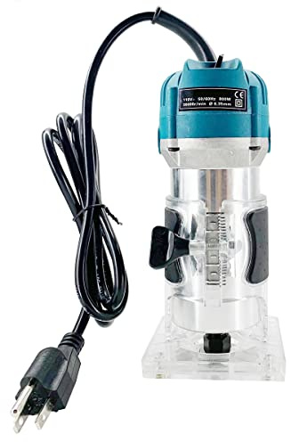 Cozyel 110V 800W Palm Router Electric Hand Trimer Wood Router 1/4 Collets Woodworking Tool Laminate Trimer, Blue