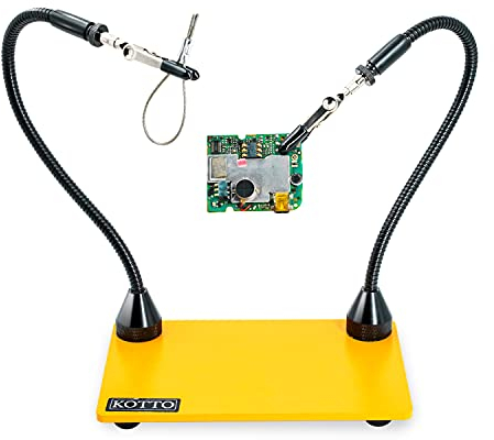 KOTTO Third Hand Soldering Aid Third Hand Soldering Magnetic Circuit Board Holder Tool Two Arms Help Hands Craft Workshop Help Station Non-Slip Aluminium Base Wire Cutter Pliers