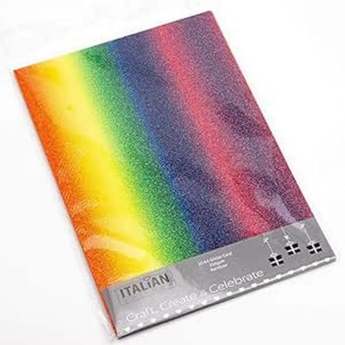 Italian Options 250 g/m² fusselfreies Glitzer-Karton-Bastelpapier, A4-Größe, mehrfarbig, regenbogenfarben