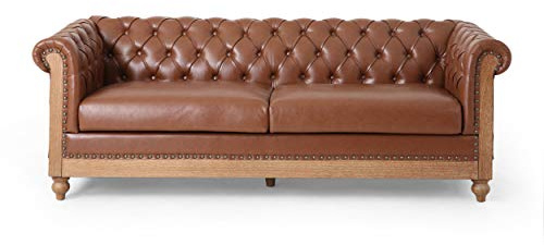 Christopher Knight Home Castalia Sofas, Cognac Brown + Natural