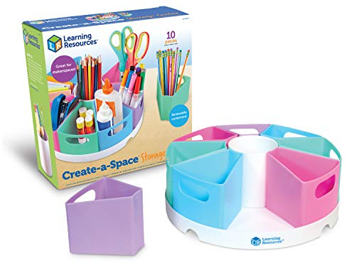 Learning Resources Create-a-Space Storage Center - Desk Organizer for Kids, Homeschool, Caddy, Back to School, Classroom Must Haves