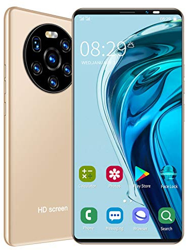 Handy, LANDVO mate40 pro 5,45-Zoll-HD-Bildschirmtelefon Dual Card Dual-Standby-System 128 GB Dual Card Dual-Standby-System High-Definition-Kamera (Golden)