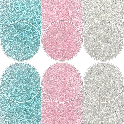 OLYCRAFT 720-1000Pcs 3 Colors Resin Bubble Beads 0.4~3mm 3D Nails Art Decoration Resin Inclusion Fillers No Hole Micro Caviar Beads Water Droplets Bubble Beads for Resin Crafting and Nail Arts Design