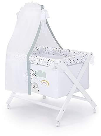 Naf Naf Minicuna Plegable De Madera Con Dosel Y Vestidura - Nordic Bear, (38672), Azul