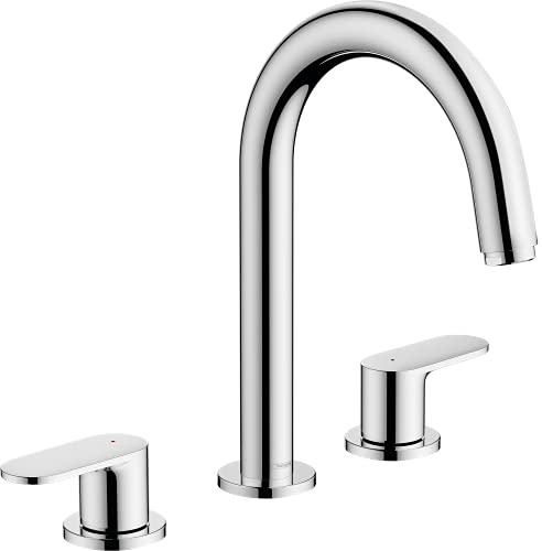 hansgrohe 3-Loch Waschtischarmatur Vernis Blend, Wasserhahn Bad Höhe 150 mm, mit Zugstange, Badarmatur wassersparend, Chrom