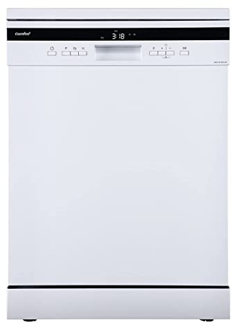COMFEE' Freestanding Dishwasher FD1435E-W with 14 place settings, Full Size, 44dB, Wide LED Display, Delay Start, Half Load Function, Flexible Racks, White (KWH-FD1435E-W)