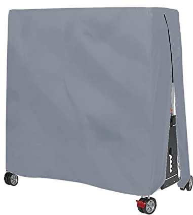 185×165×70cmAbdeckung für Tischtennisplatte mit Reißverschluss und Kordelzug, Winterfeste Outdoor-Schutzhülle aus 420D Oxford Gewebe - Wetterfester Wind-, Wasser- und UV-Schutz (Grau)