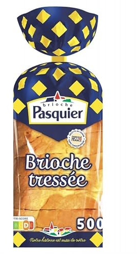 BRIOCHE TRESSÉE TRANCHÉE NATURE 500G, BRIOCHE PASQUIER, LOT DE 4