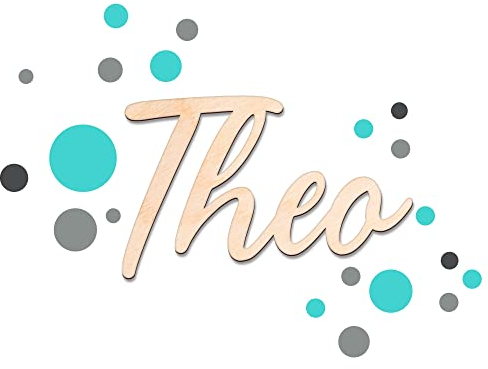 timalo® Türschild Holz personalisiert mit Namen. Individuelles Namensschild Kinderzimmer 3D Schriftzug Dekoration Tür Wanddeko Aufkleber | wood2-e-Kreise-30cm